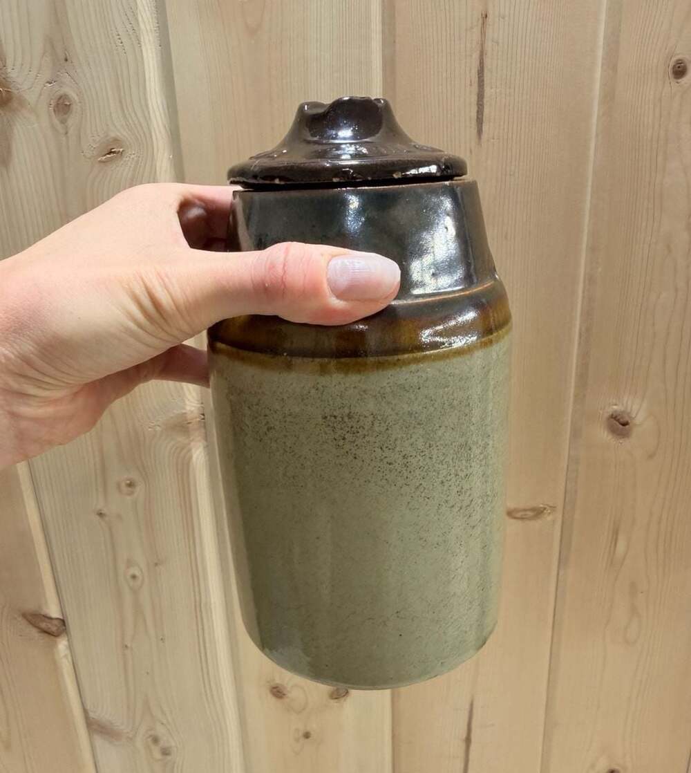 Antique The Weir Stoneware Canning Jar & Lid March 1892 Collectible Canister